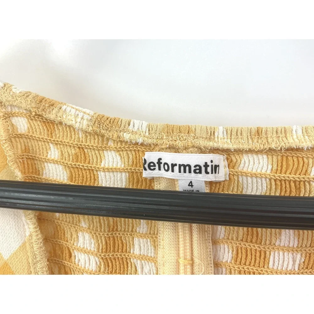 Reformation Yellow Gingham‎ Puff Sleeve Top | Cottagecore Coquette | Size 4